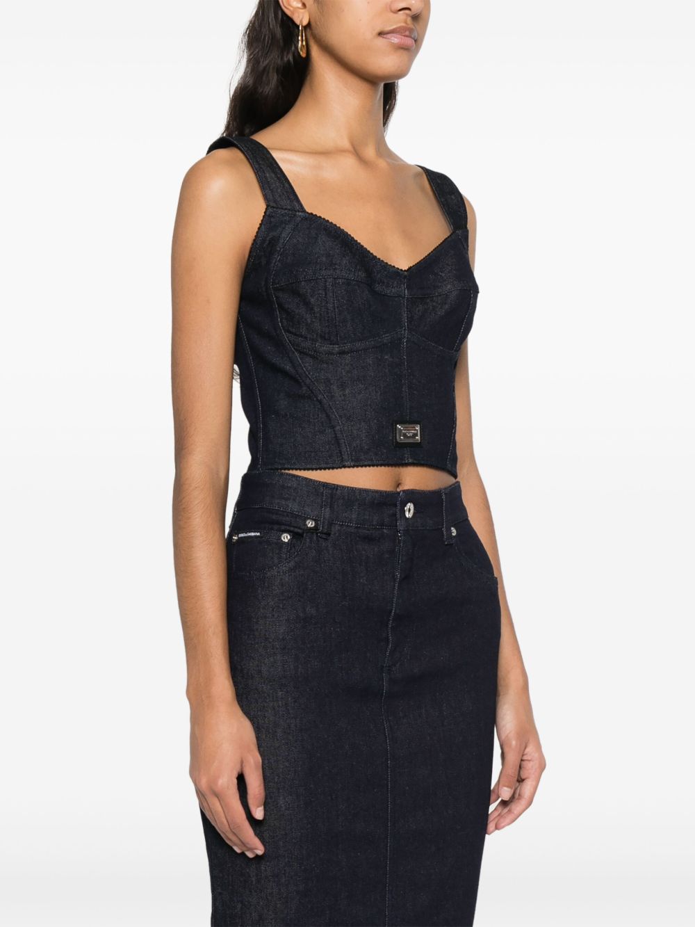Dolce & Gabbana Top Black Cotton Polyamide Elastane