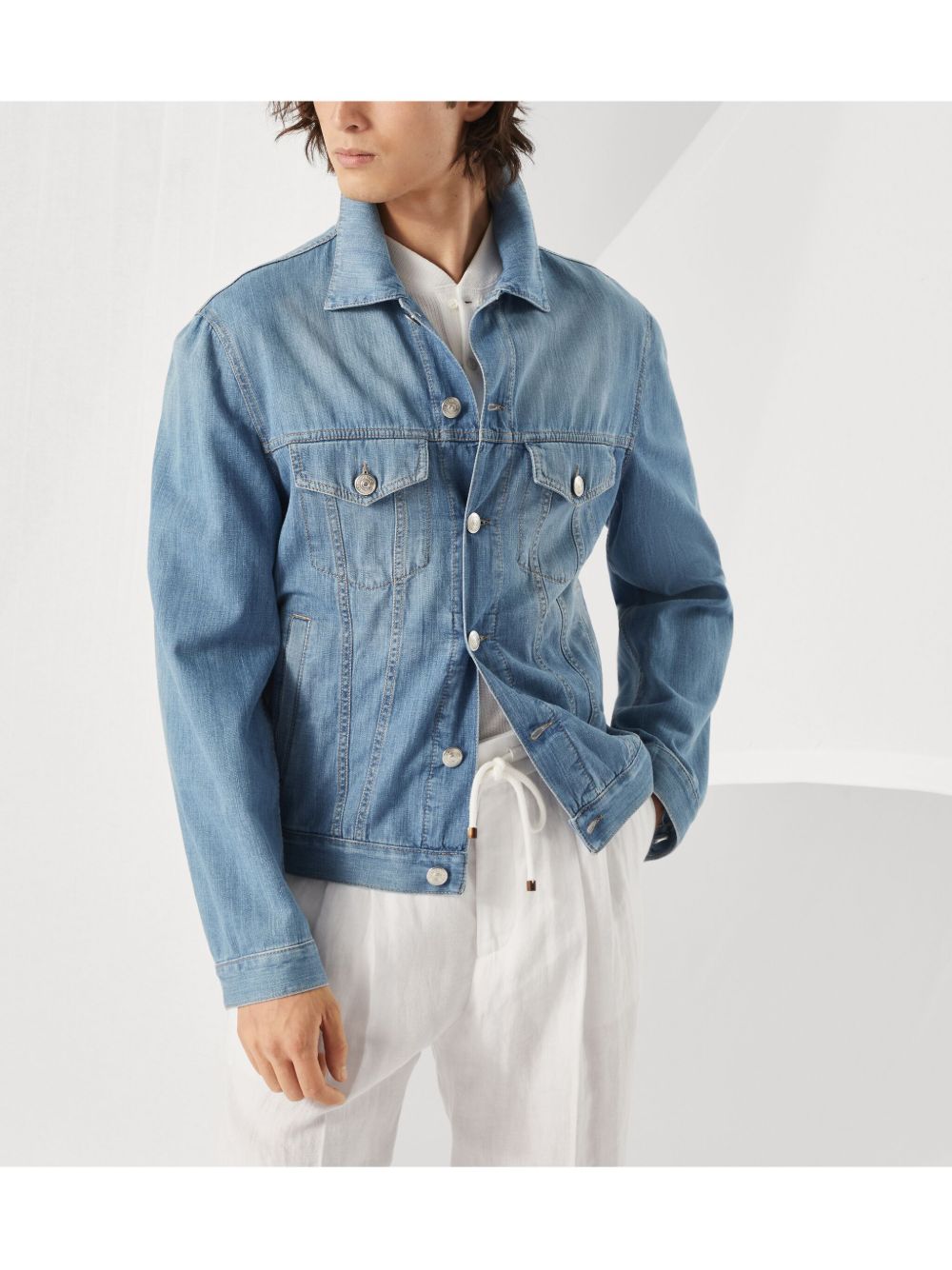 Brunello Cucinelli Coats Azzurro Cotton