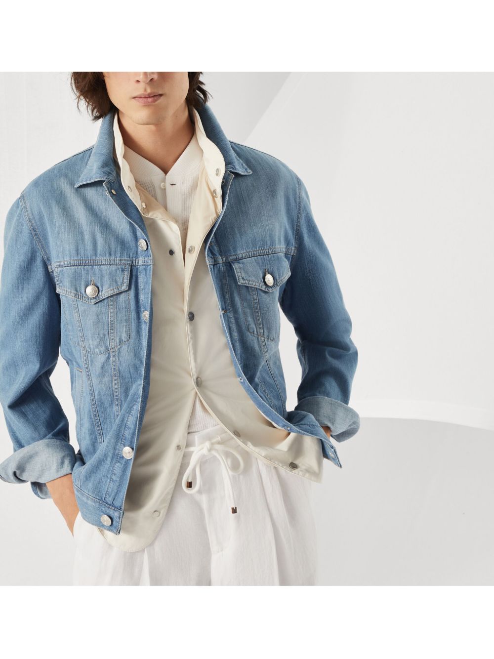 Brunello Cucinelli Coats Azzurro Cotton