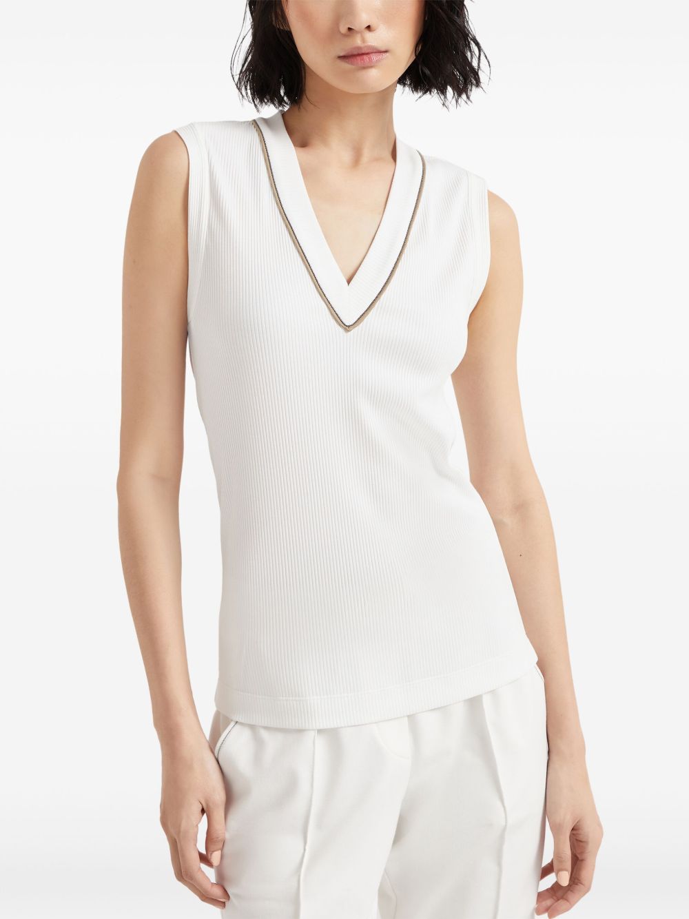 Brunello Cucinelli Top Bianco Eco Brass