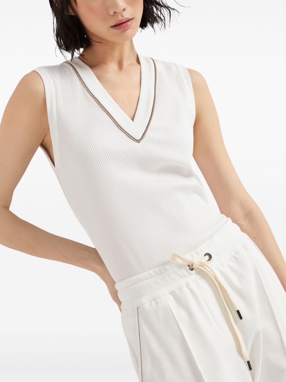Brunello Cucinelli Top Bianco Eco Brass