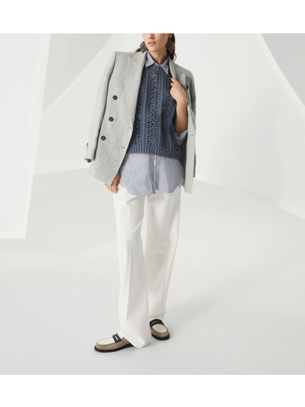 Brunello Cucinelli Shirts Azzurro Mother Of Pearl