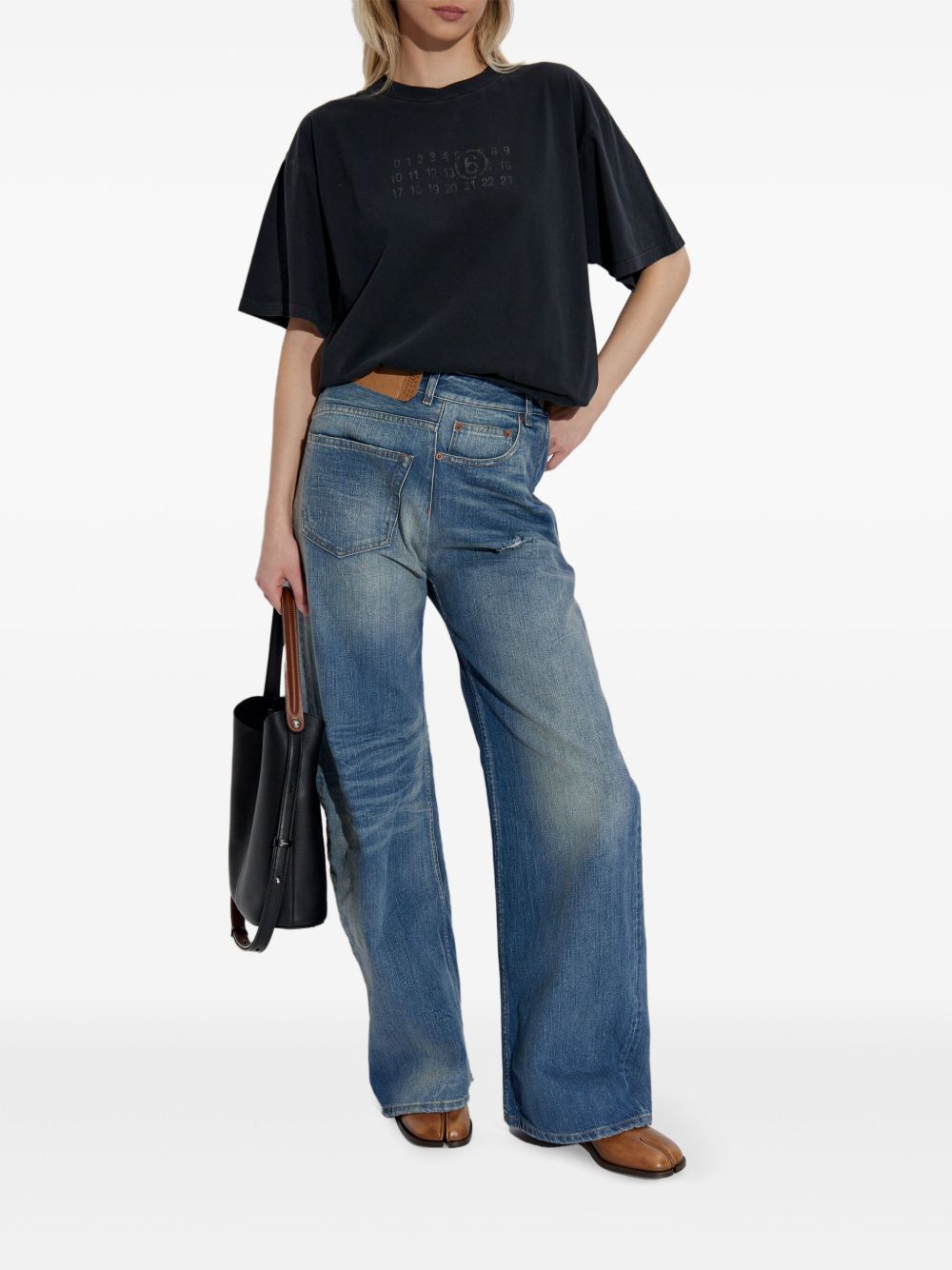 Mm6 Maison Margiela T-Shirts And Polos Black Cotton