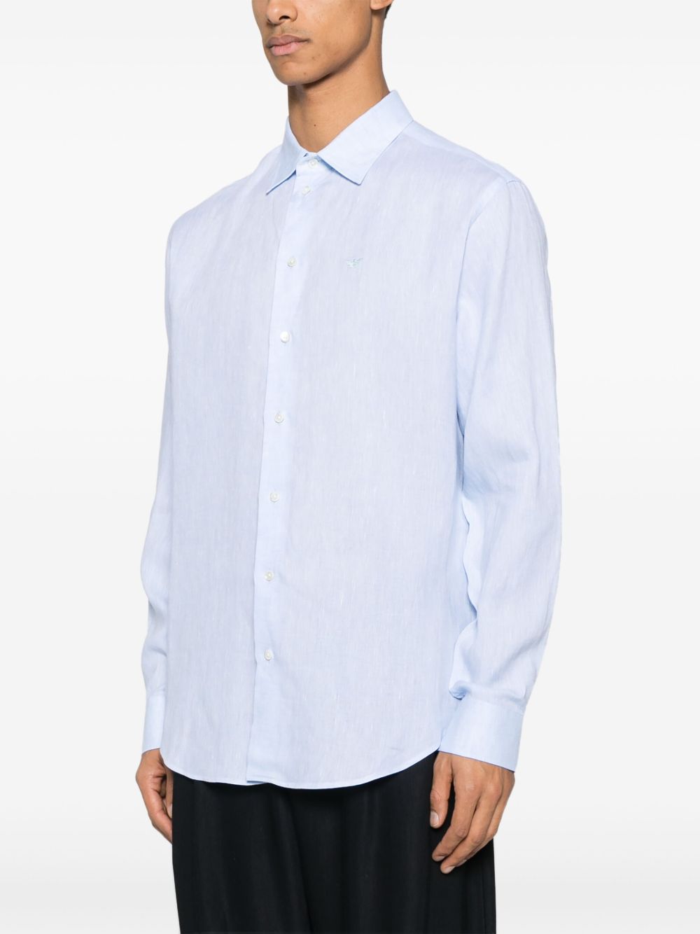 Emporio Armani Shirts Azzurro Linen/flax