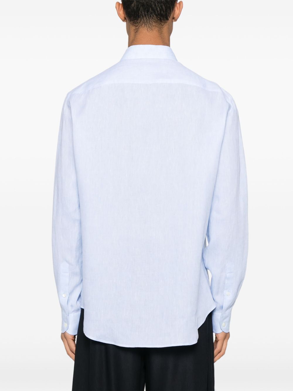 Emporio Armani Shirts Azzurro Linen/flax