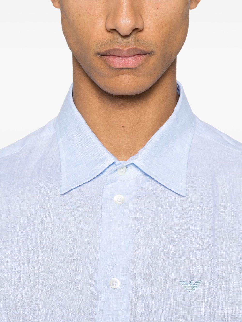 Emporio Armani Shirts Azzurro Linen/flax