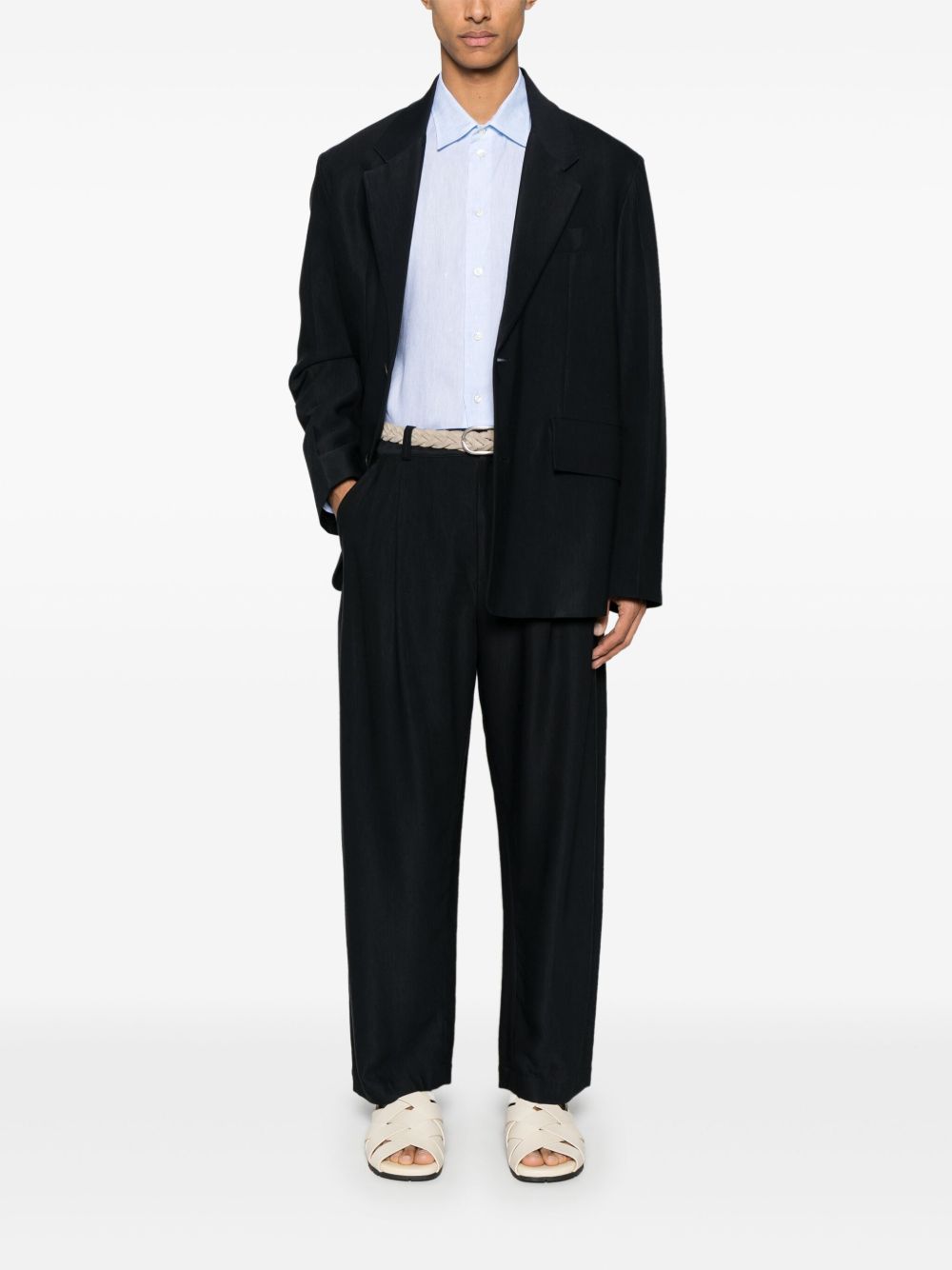 Emporio Armani Shirts Azzurro Linen/flax