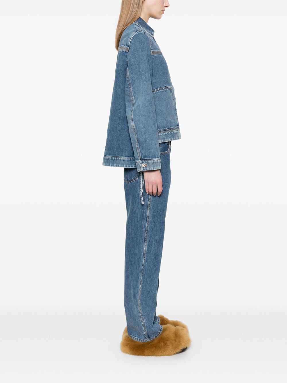 Loewe Coats Blue Cotton
