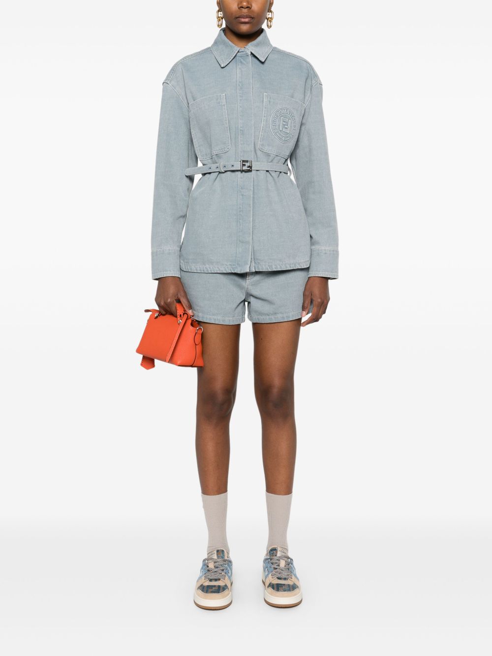 Fendi Shorts Grey Cotton