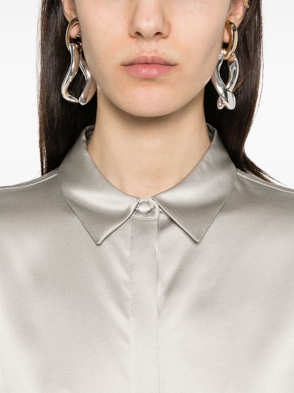 Emporio Armani Shirts Tortora Silk Elastane