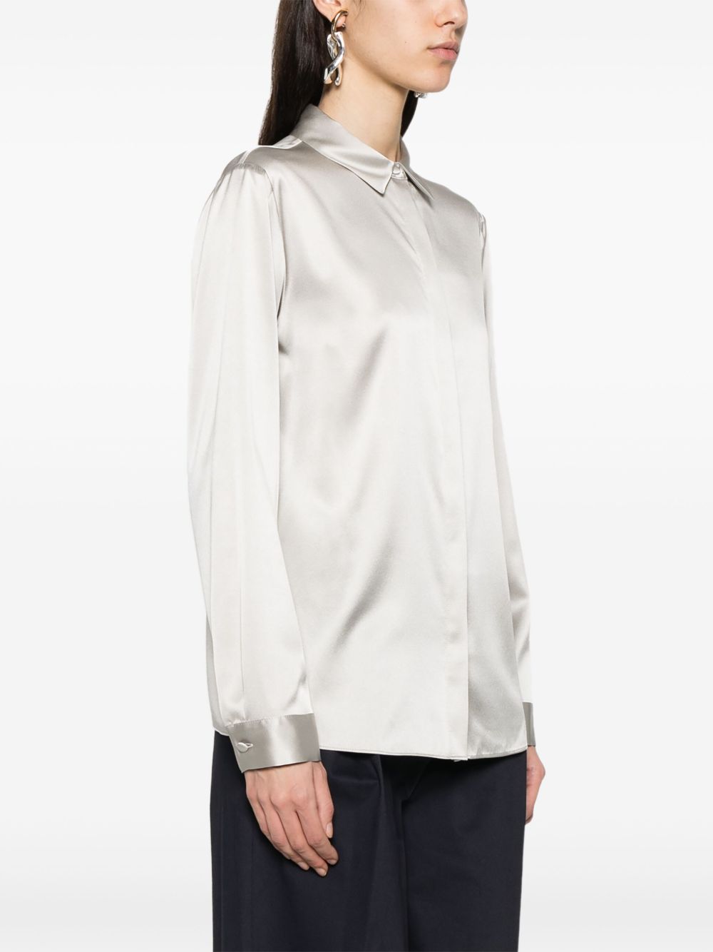 Emporio Armani Shirts Tortora Silk Elastane