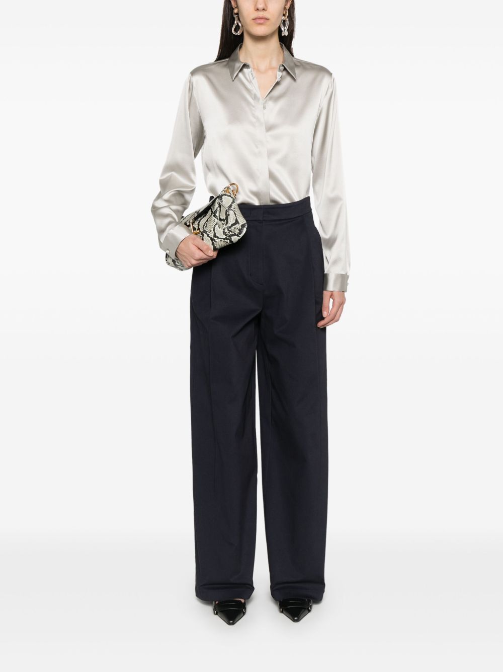Emporio Armani Shirts Tortora Silk Elastane
