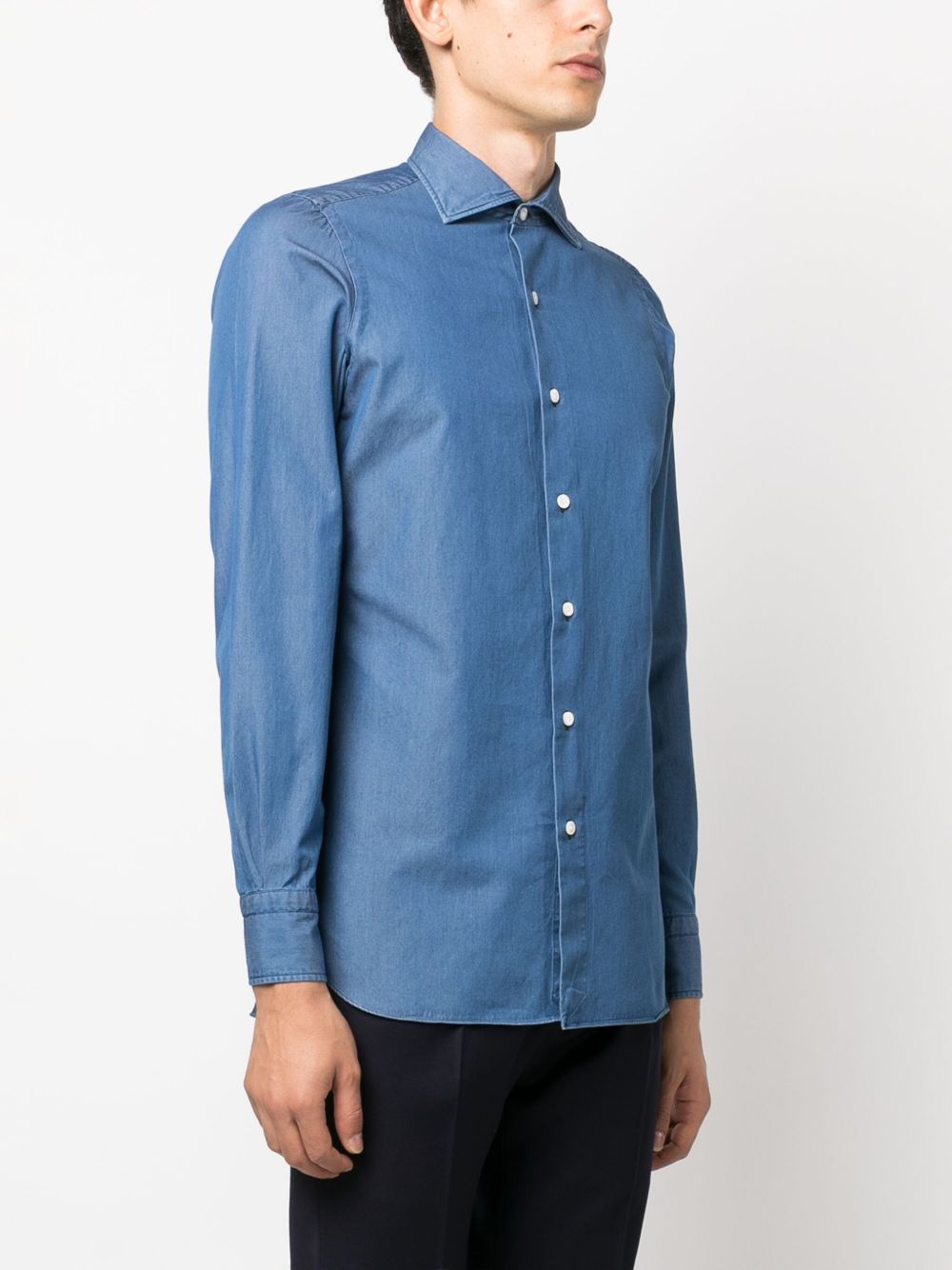 Finamore 1925 Napoli Shirts Clear Blue Cotton