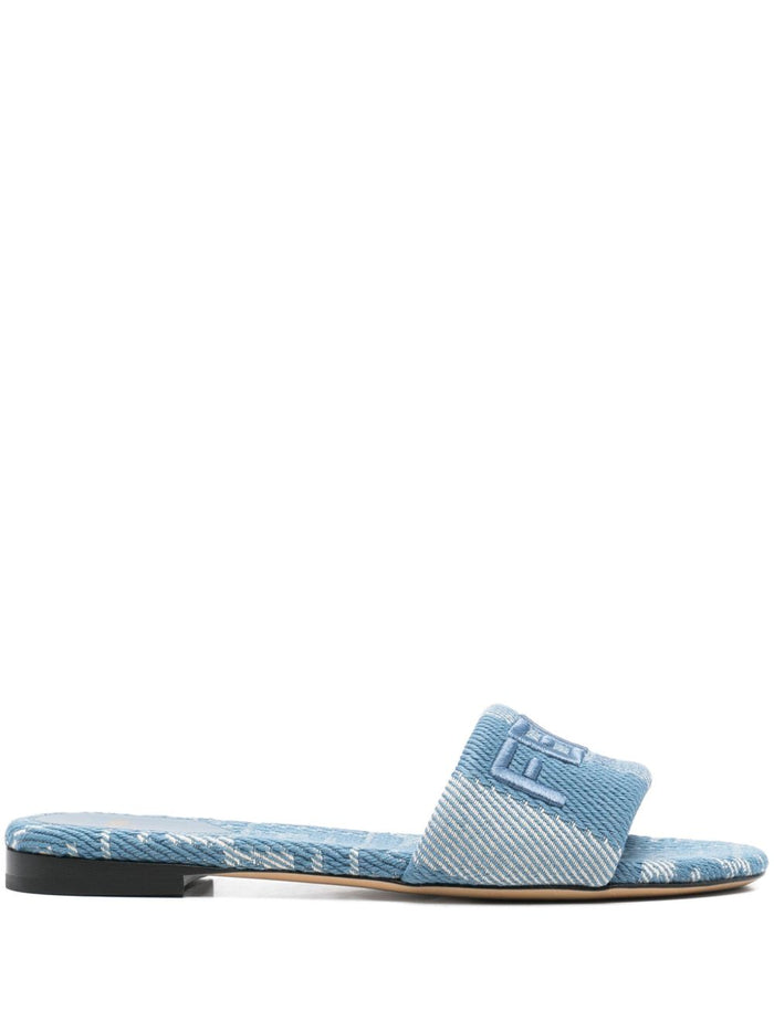 Fendi Sandals Clear Blue Sole: Calf Leather