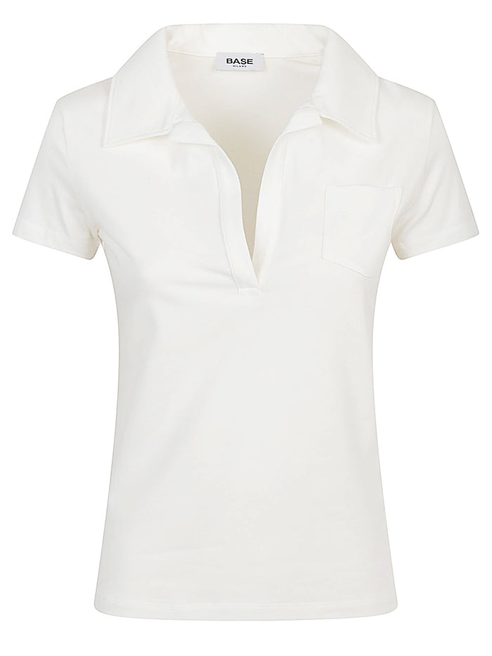 Base T-shirts and Polos White Cotton Elastane