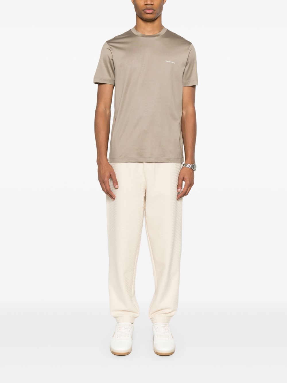 Emporio Armani Trousers Ecru Cotton Lyocell Elastane