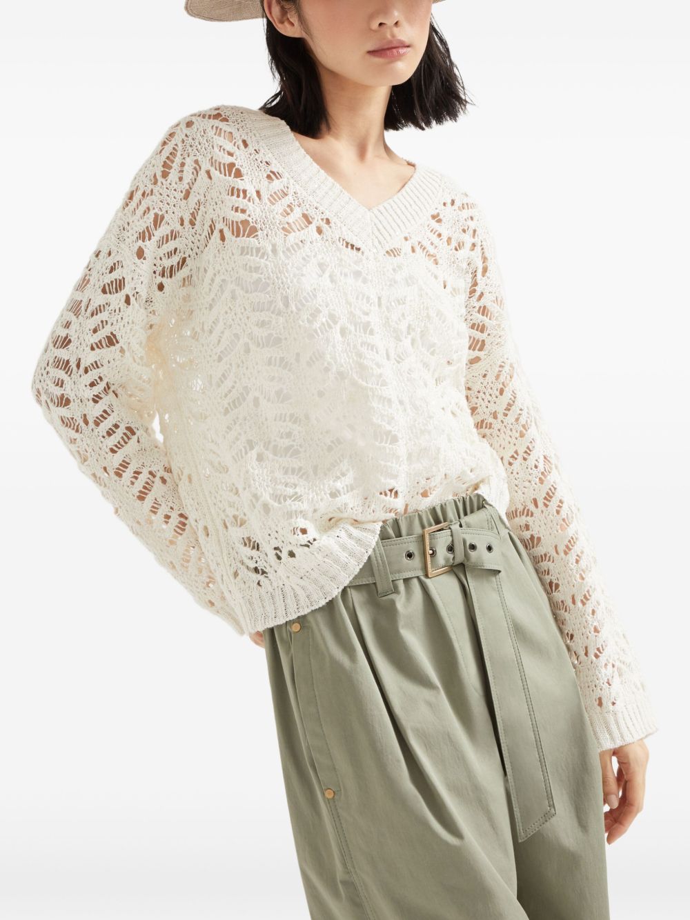 Brunello Cucinelli Sweaters Bianco Linen/flax