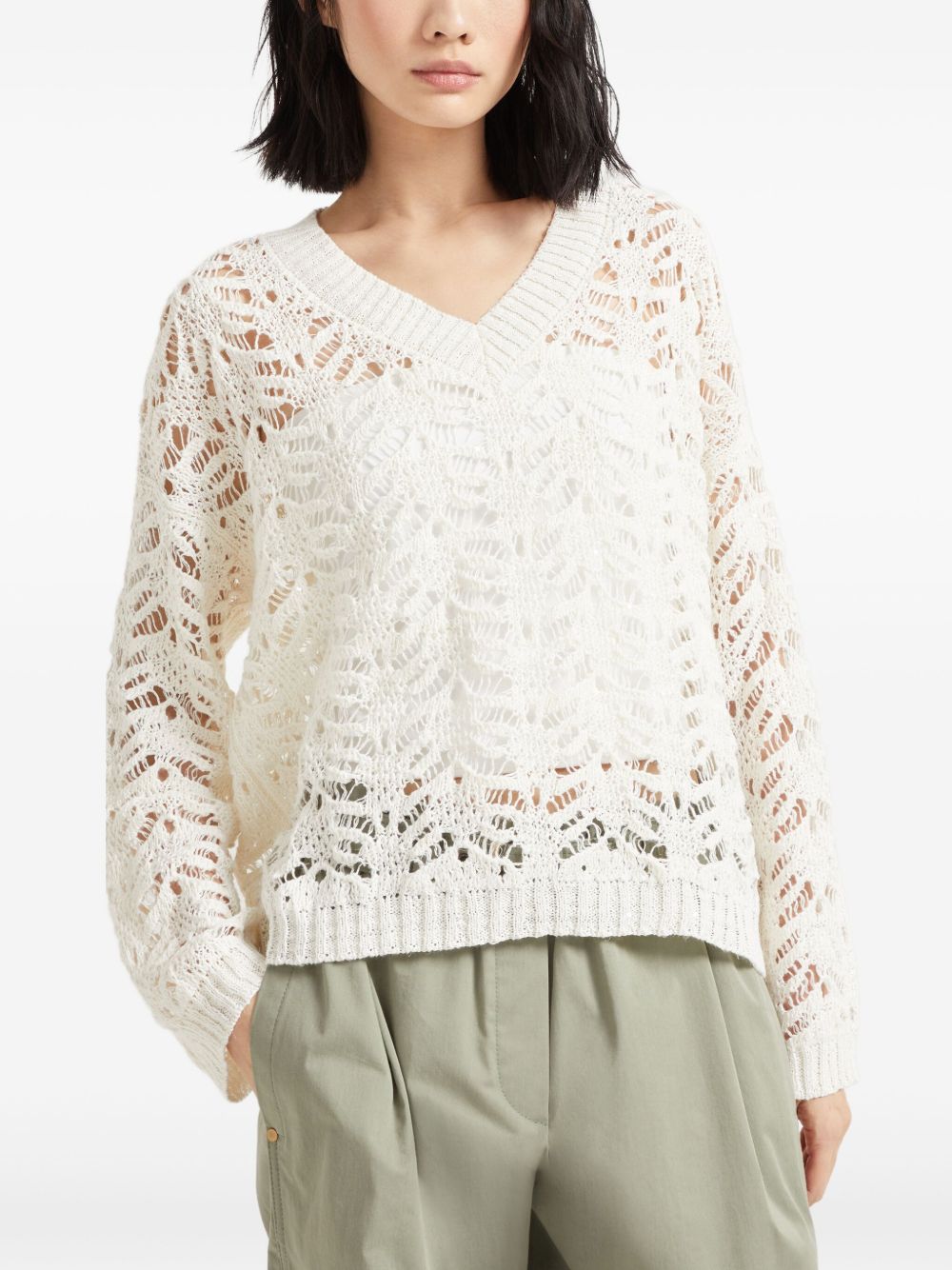 Brunello Cucinelli Sweaters Bianco Linen/flax