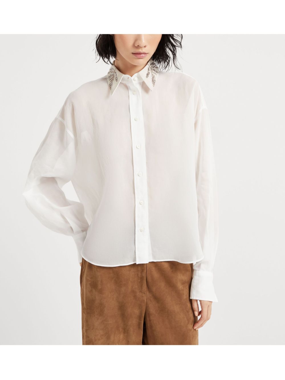 Brunello Cucinelli Shirts Bianco Mother Of Pearl