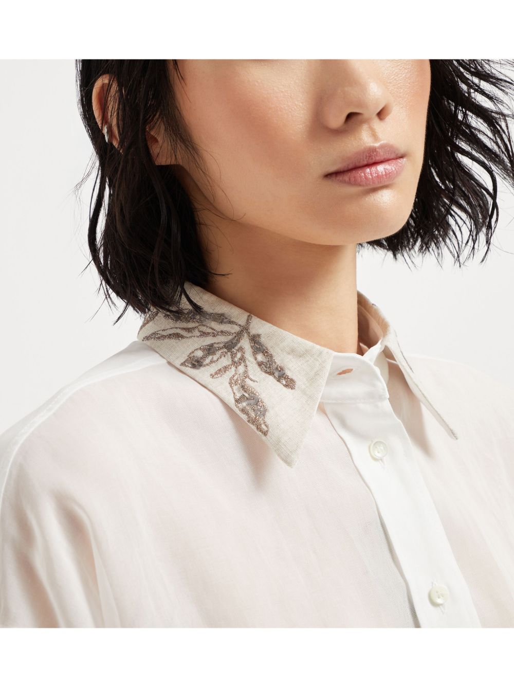 Brunello Cucinelli Shirts Bianco Mother Of Pearl