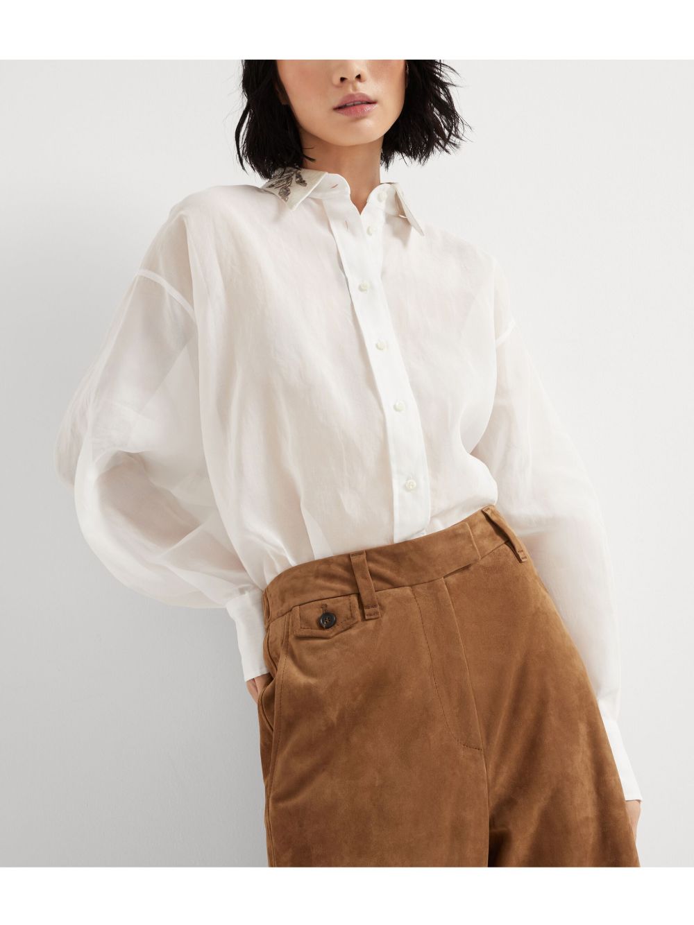 Brunello Cucinelli Shirts Bianco Mother Of Pearl