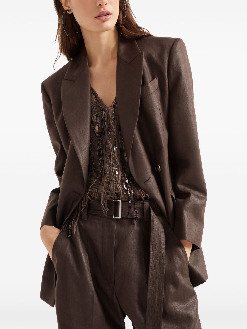 Brunello Cucinelli Jackets Marrone Scuro Outer: Eco Linen