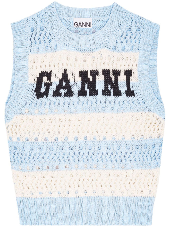 Ganni Sweaters Clear Blue Fabric