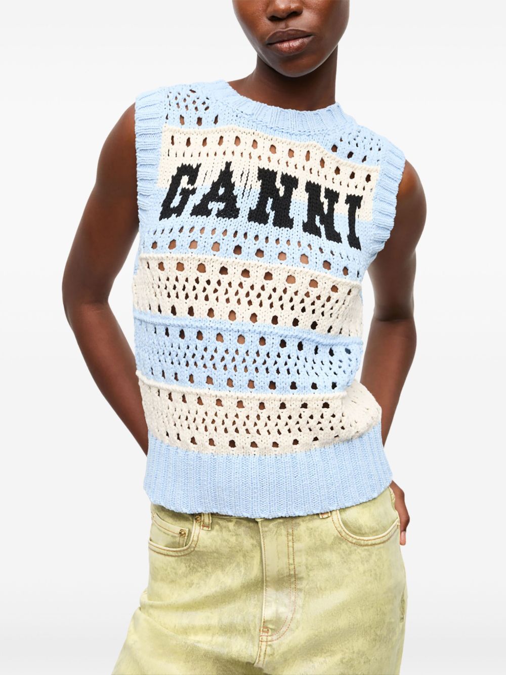 Ganni Sweaters Clear Blue Fabric