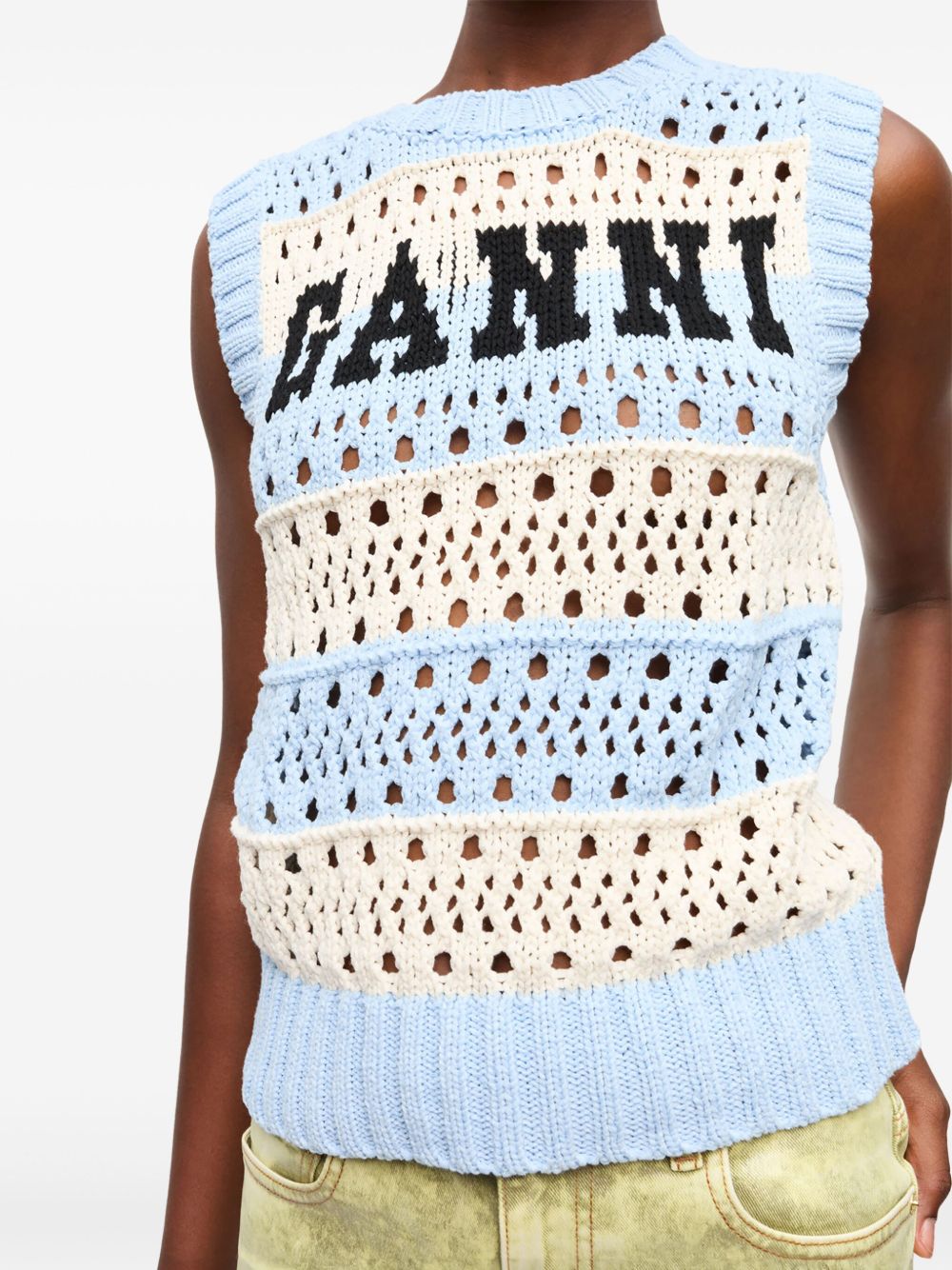 Ganni Sweaters Clear Blue Fabric