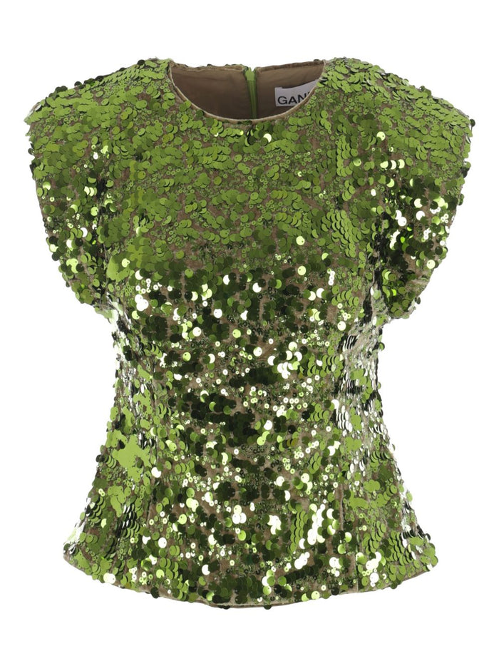 Ganni Top Green Fabric