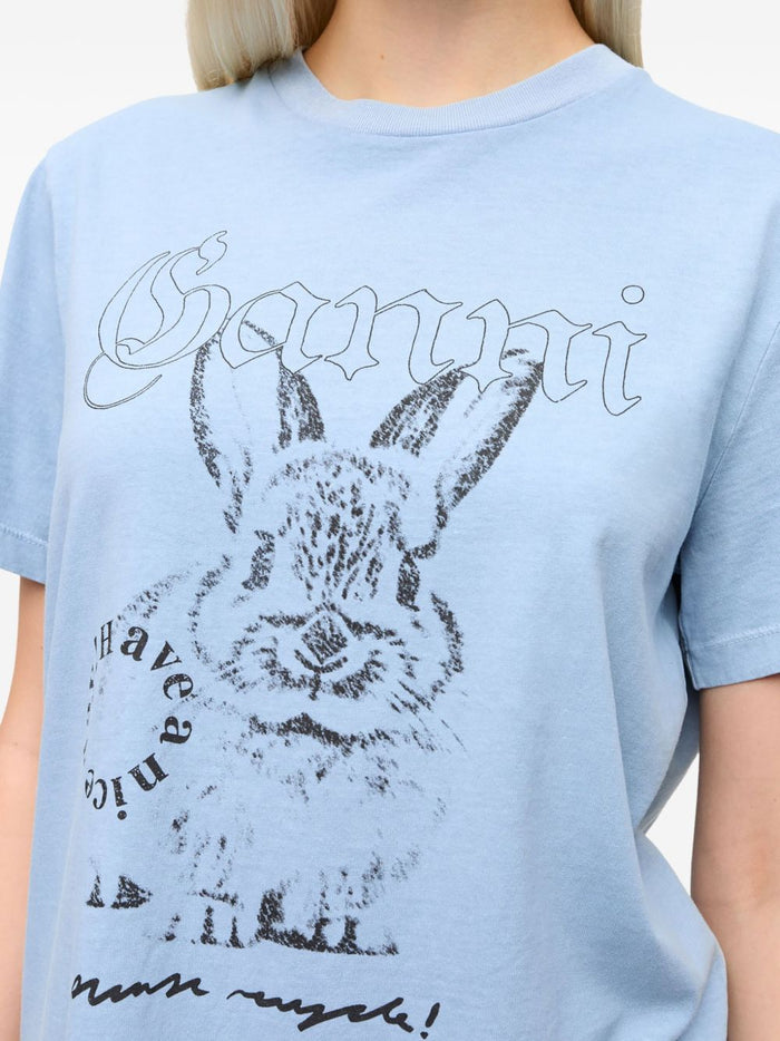 Ganni T-Shirts And Polos Clear Blue Cotton