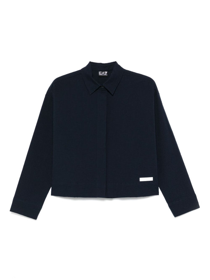 Ea7 Shirts Blu Cotton Elastane