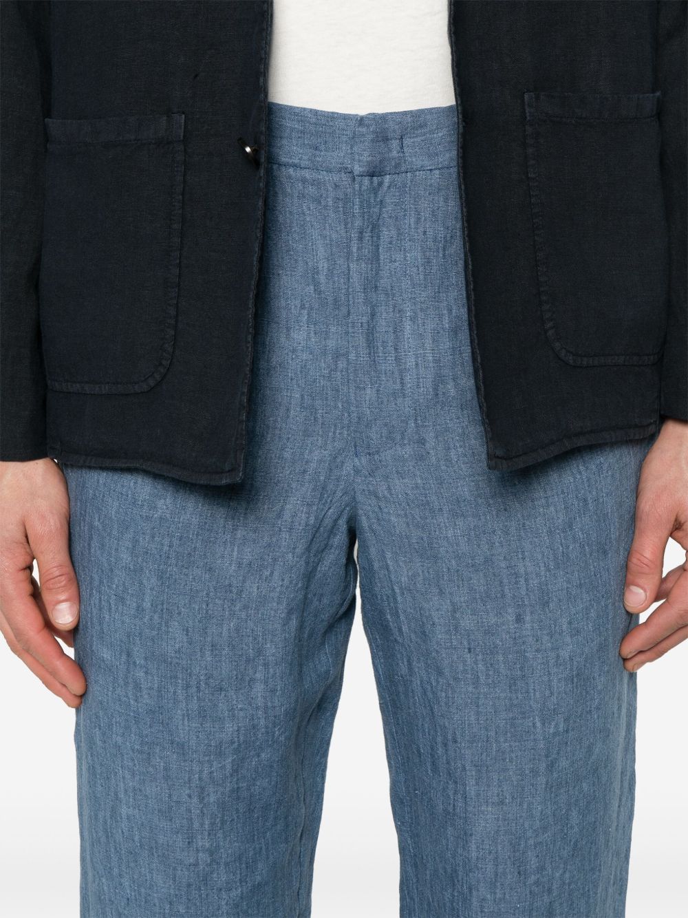 Emporio Armani Trousers Azzurro Linen
