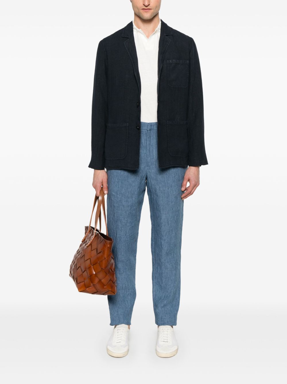 Emporio Armani Trousers Azzurro Linen