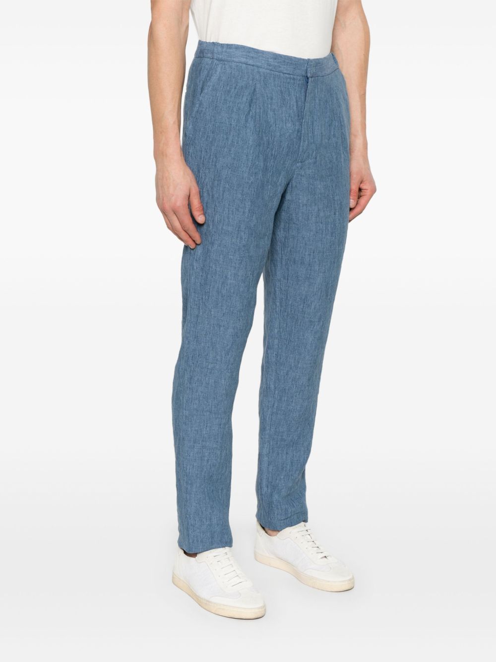 Emporio Armani Trousers Azzurro Linen