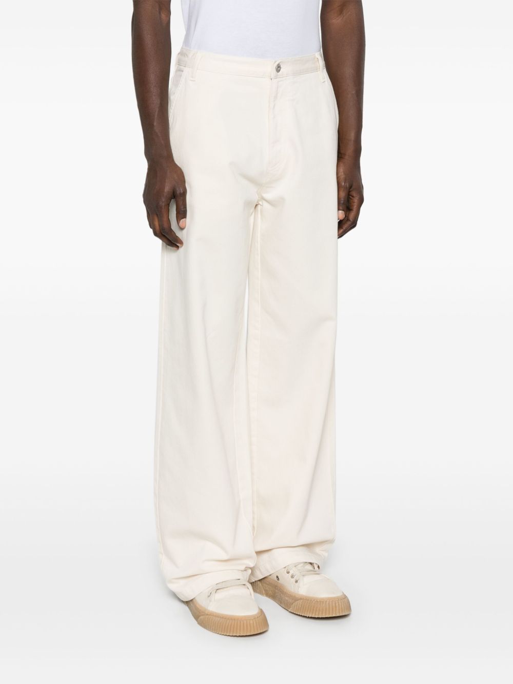 Emporio Armani Capsule Trousers Bianco Cotton Polyamide