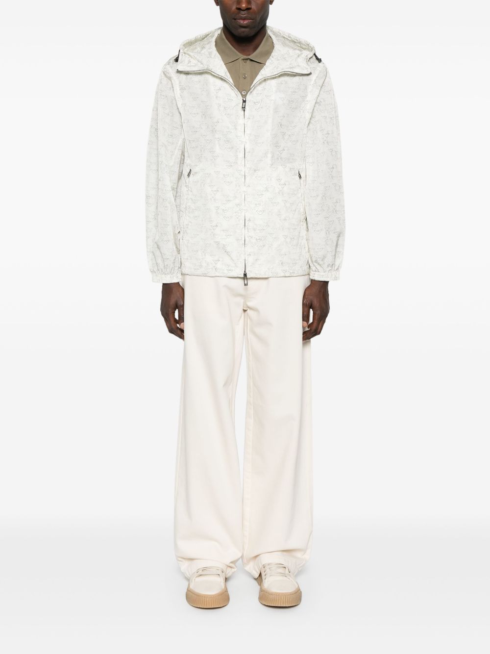 Emporio Armani Capsule Trousers Bianco Cotton Polyamide