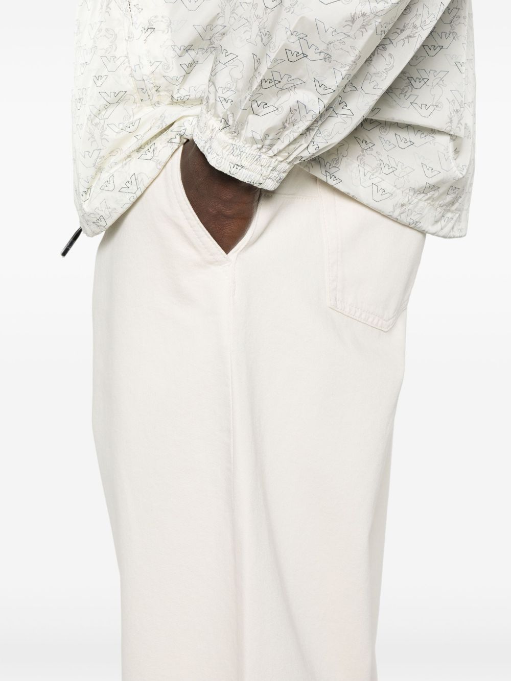 Emporio Armani Capsule Trousers Bianco Cotton Polyamide