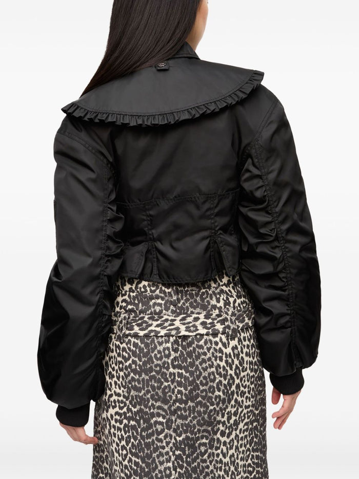 Ganni Coats Black Fabric