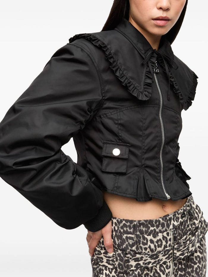 Ganni Coats Black Fabric