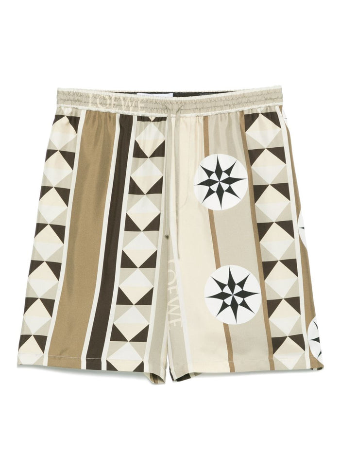 LOEWE PAULAS IBIZA Shorts Beige Silk
