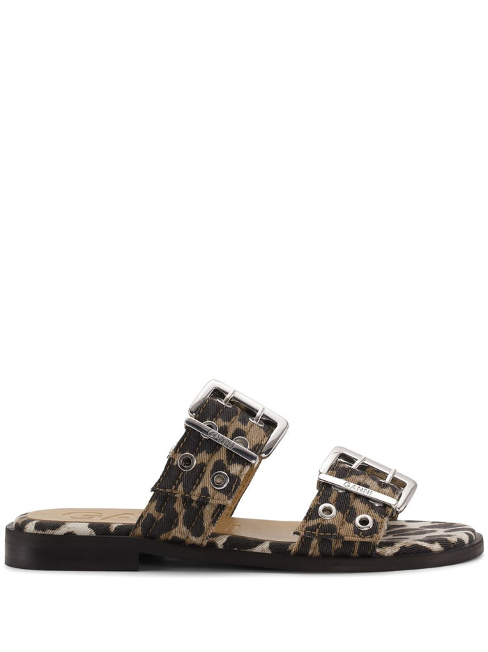 GANNI Sandals Brown Outer: Fabric