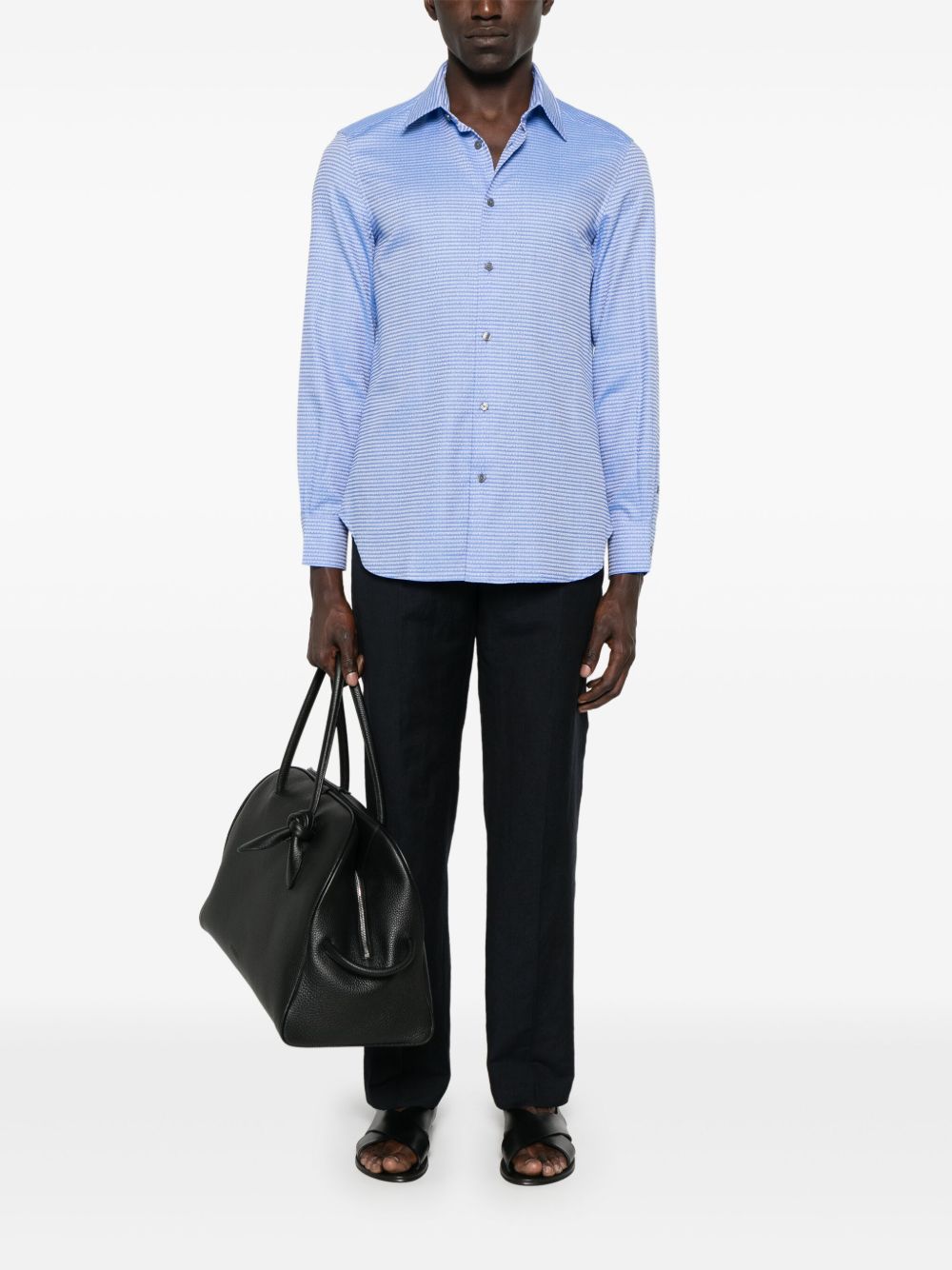 Emporio Armani Shirts Azzurro Cotton