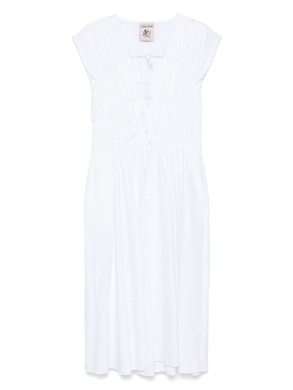 Semicouture Dresses White Cotton Polyamide Elastane