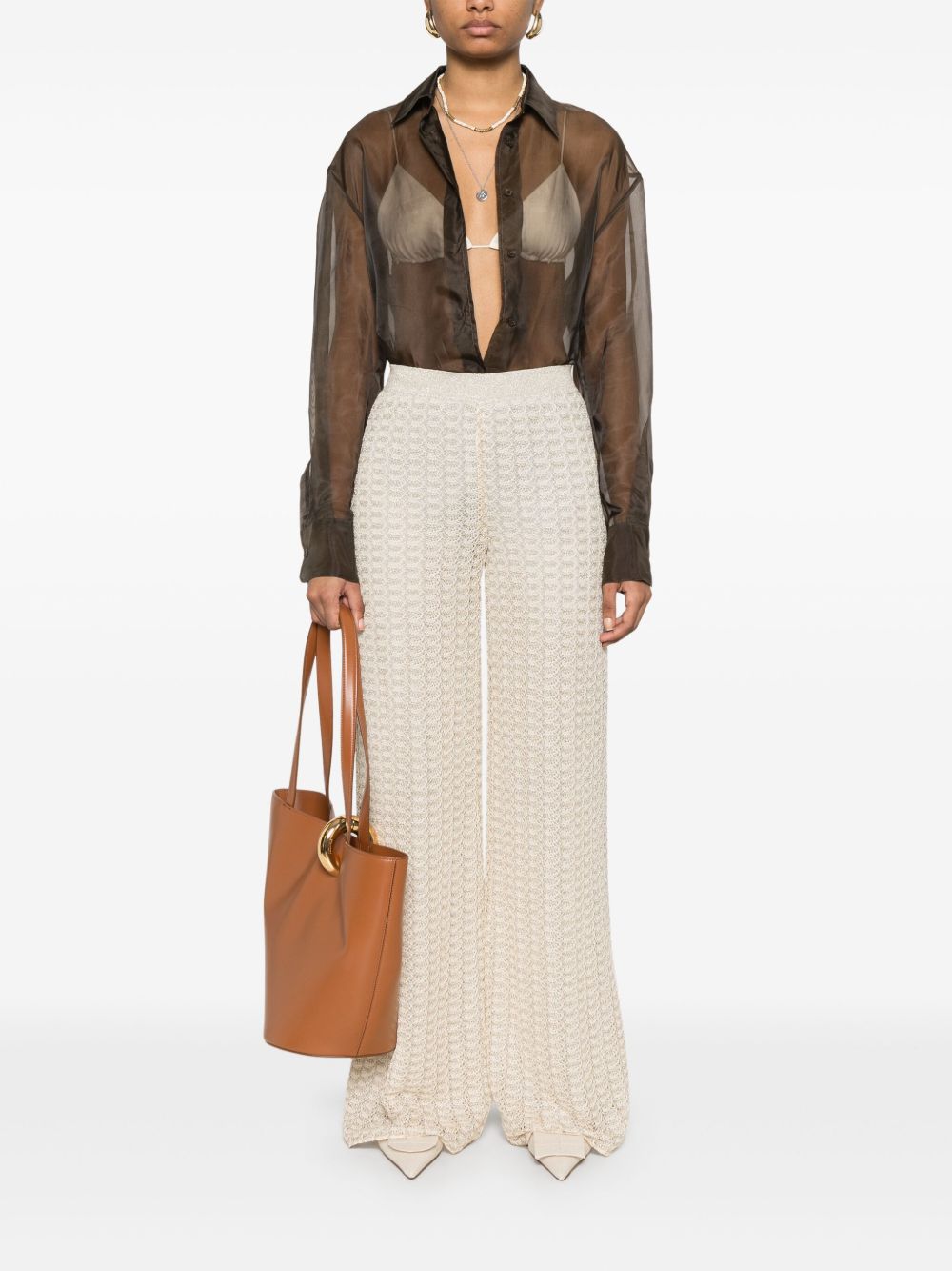 Missoni Trousers Beige Viscose Metallic Fibre