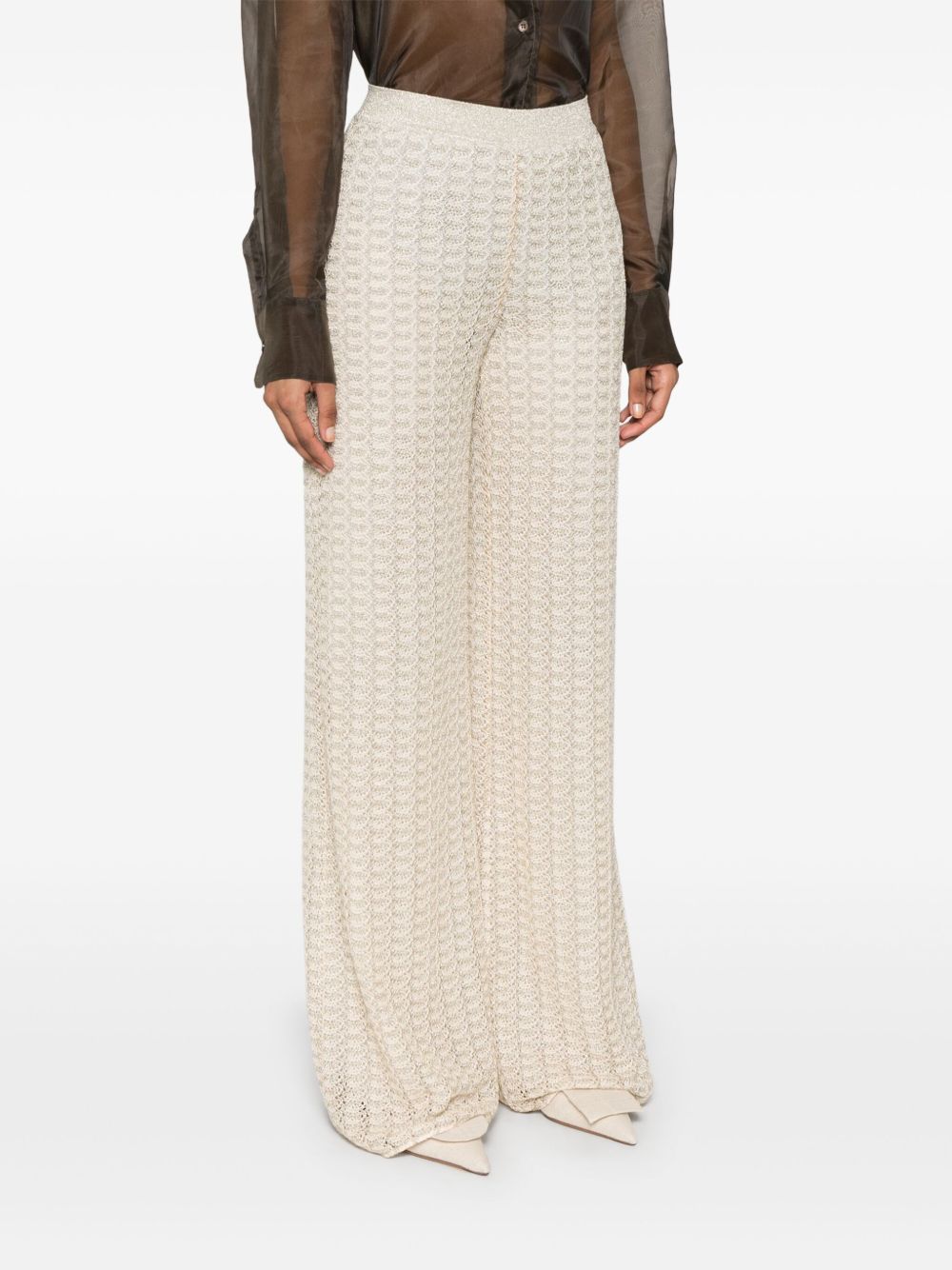 Missoni Trousers Beige Viscose Metallic Fibre