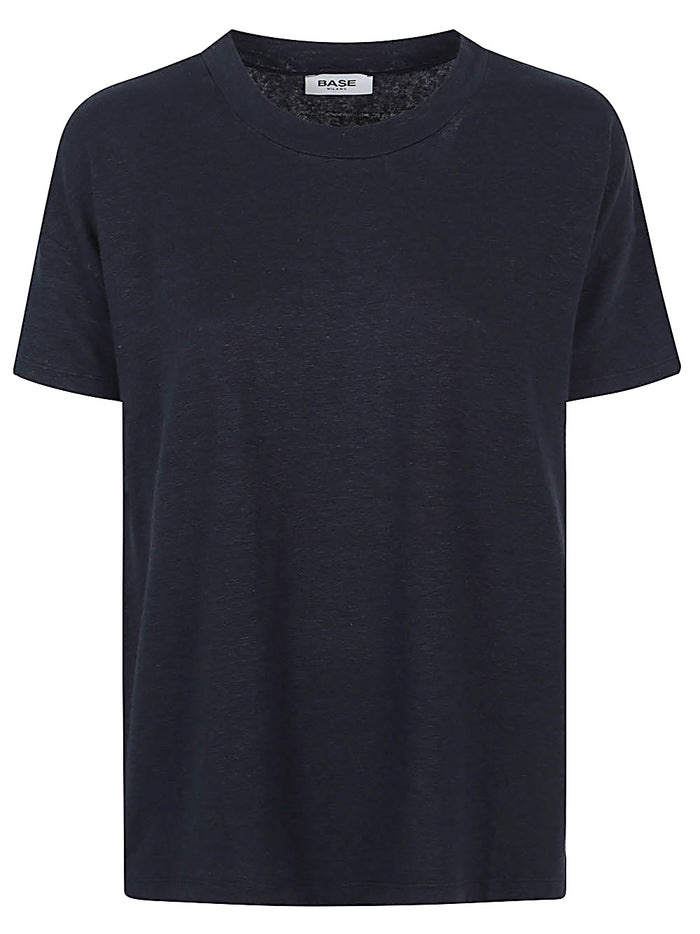 Base T-shirts and Polos Blue Linen Elasatne