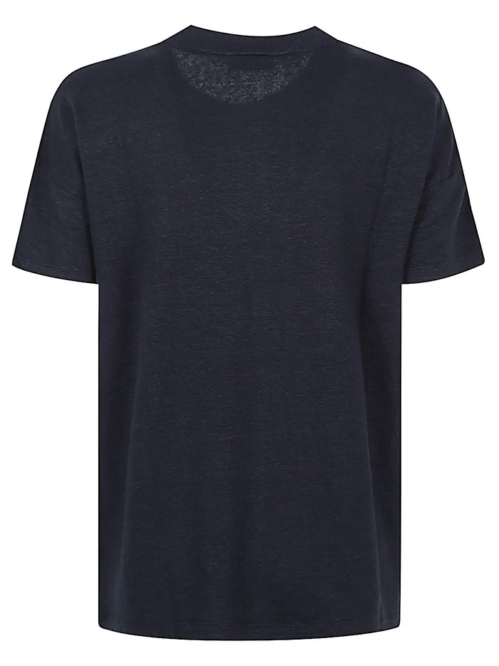 Base T-shirts and Polos Blue Linen Elasatne