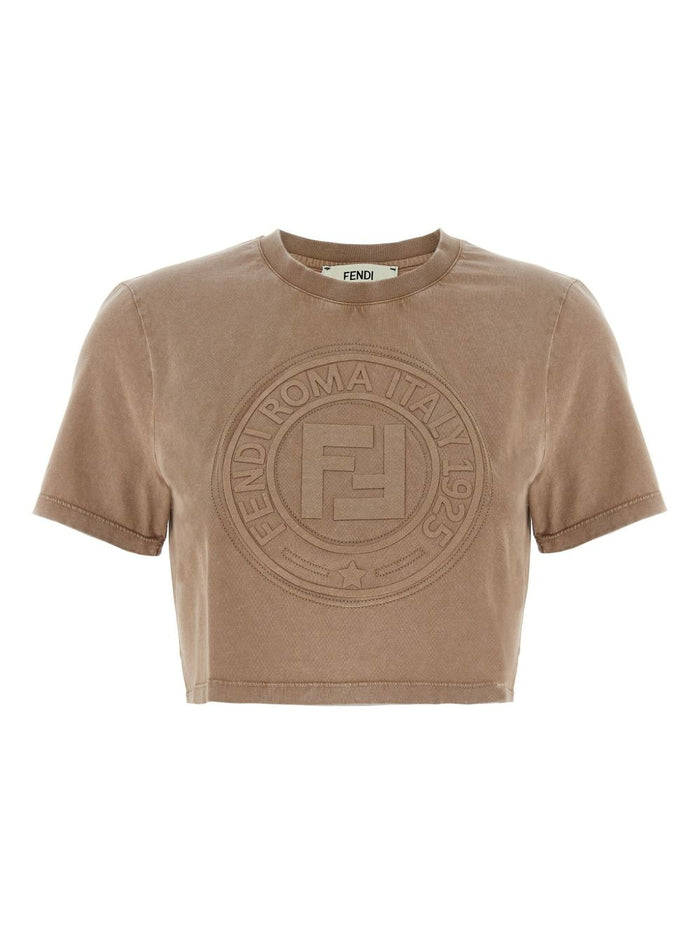 Fendi T-Shirts And Polos Beige Cotton