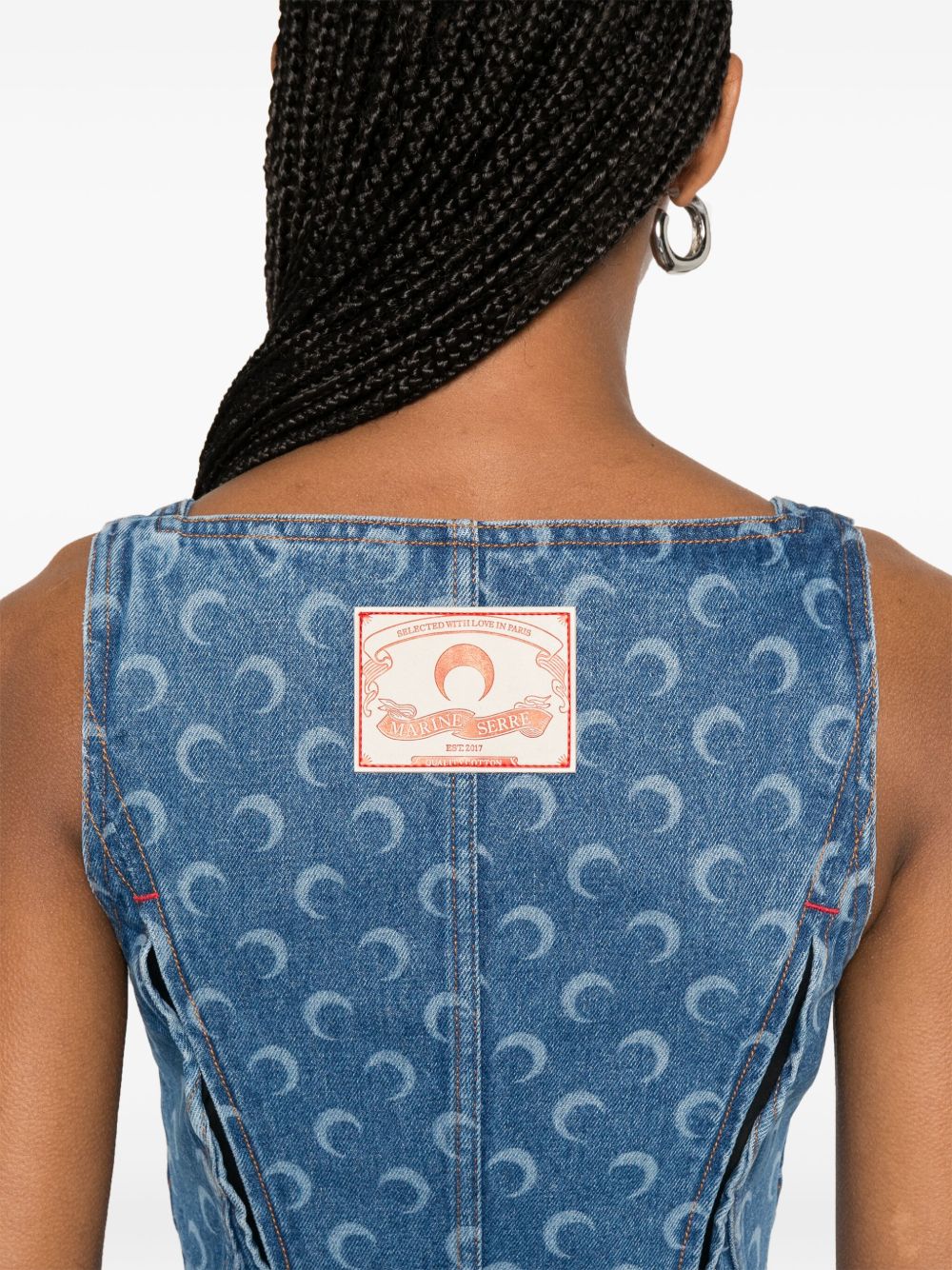 Marine Serre Top Clear Blue Cotton
